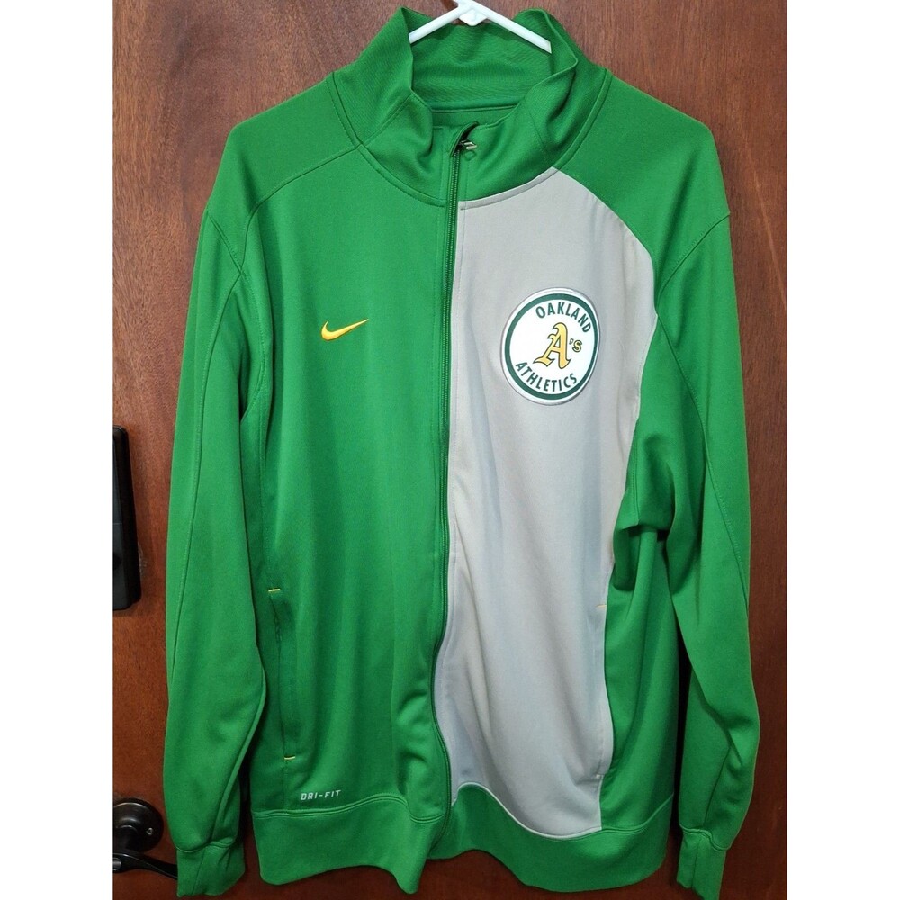 Nike Oakland Athletics Jacket Track Mens XL Green MLB Baseball Dri-Fit Full Zip